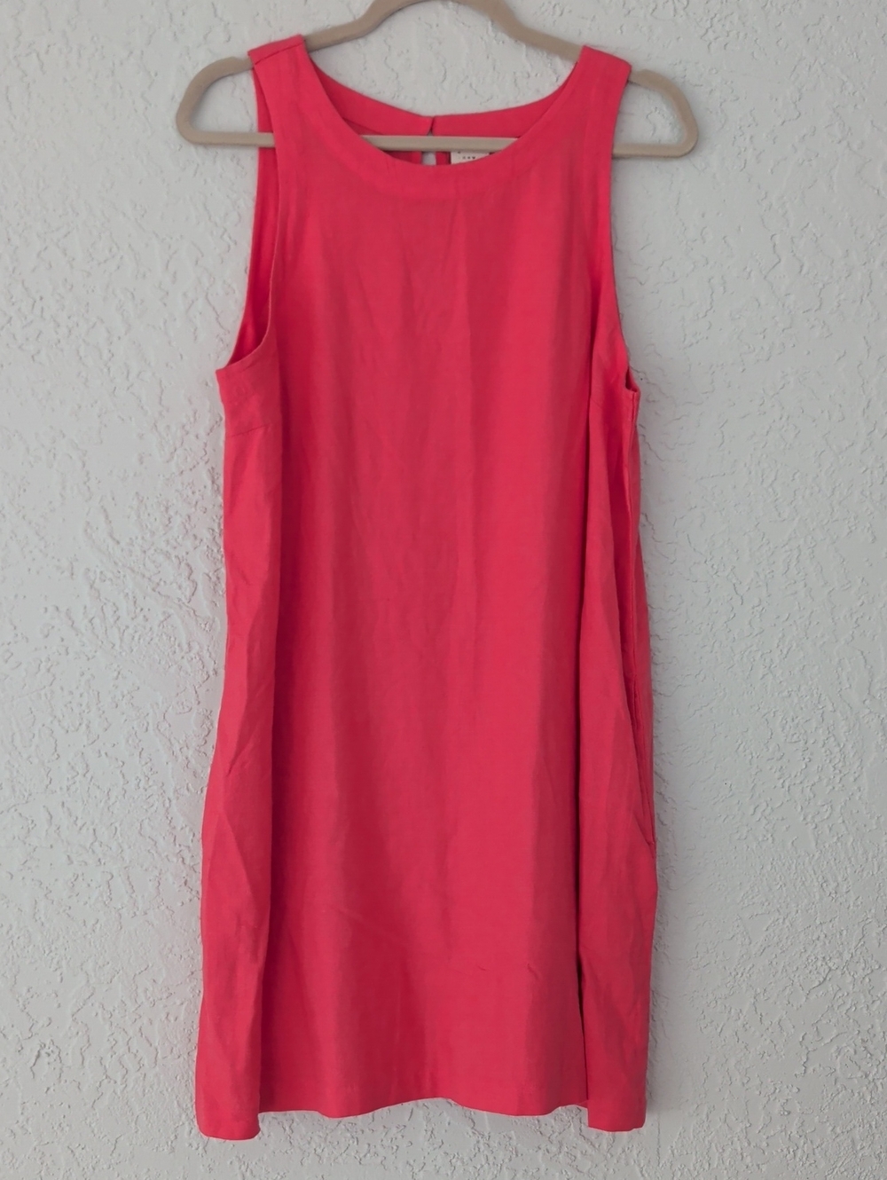 A New Day Pink Linen Blend Dress With Pockets Size Large